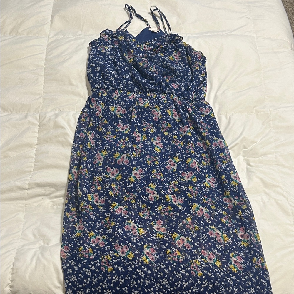 Xhilaration Navy Floral Strappy Dress